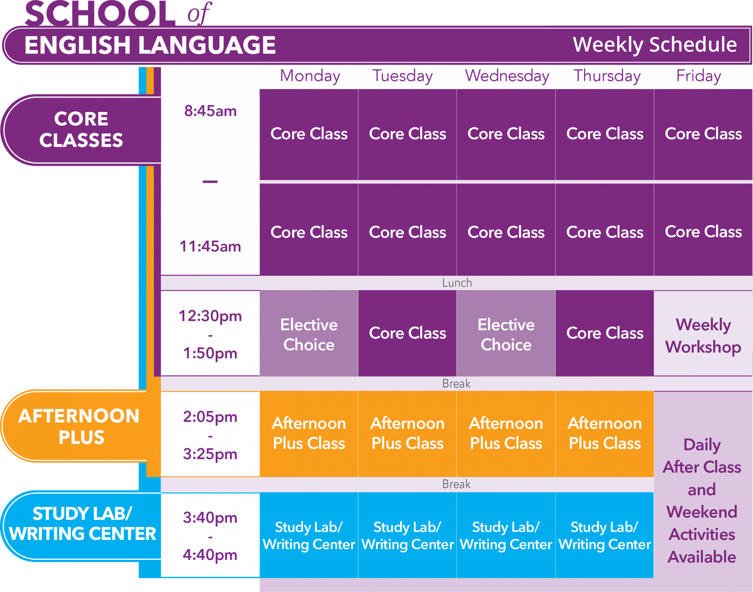 English Programs and Schedule – VGC