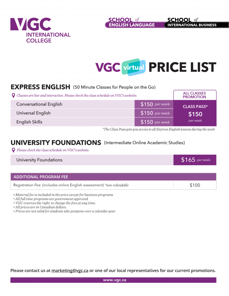 Price List - VGC