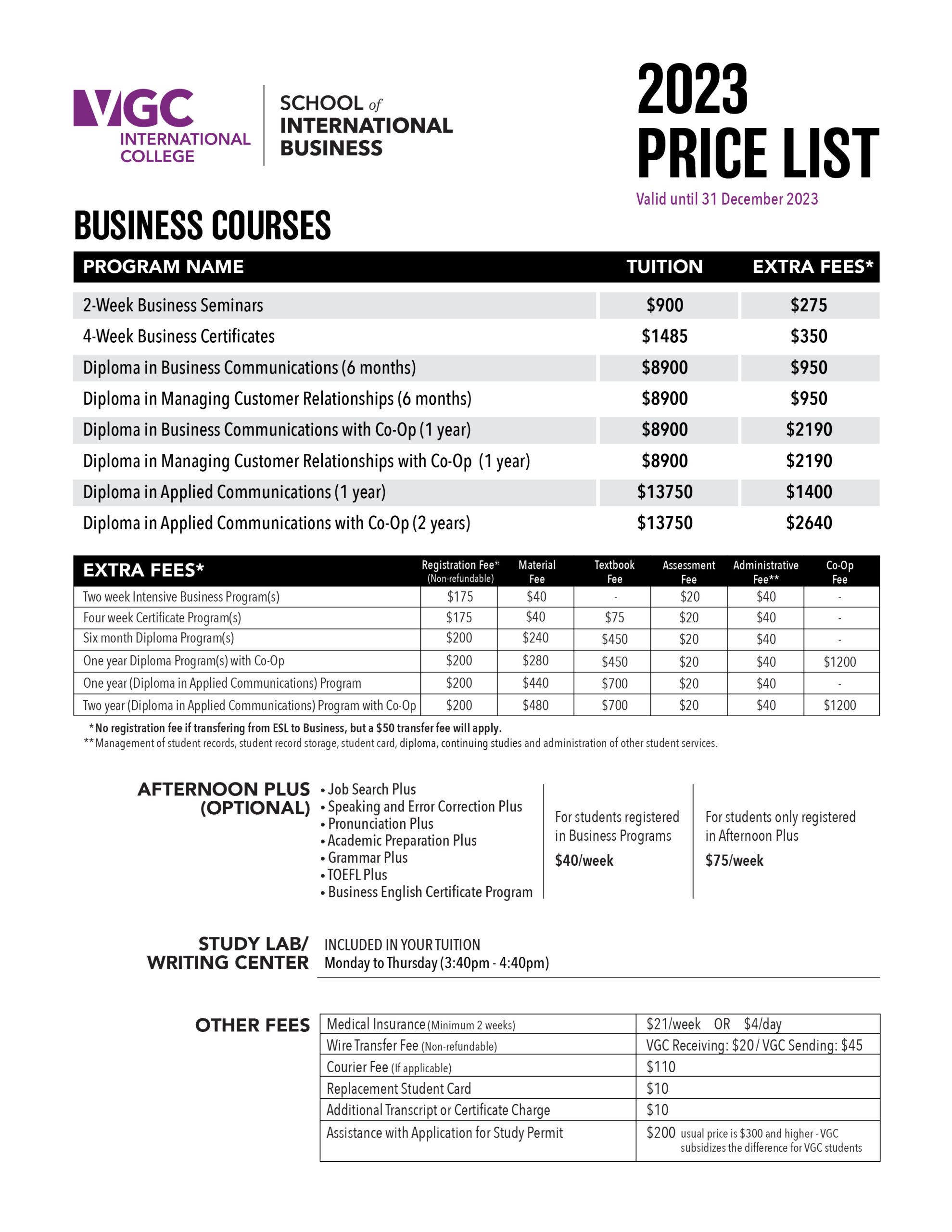 Price List - VGC